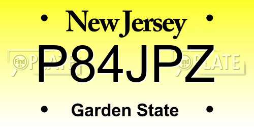 P84JPZ New Jersey License Plate