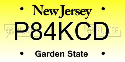 P84KCD New Jersey License Plate