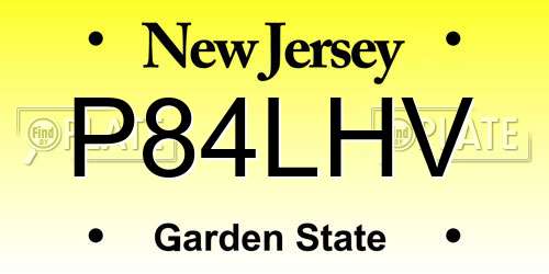 P84LHV New Jersey License Plate