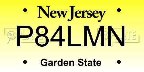 P84LMN New Jersey License Plate
