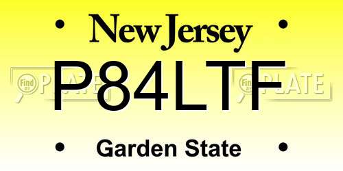 P84LTF New Jersey License Plate