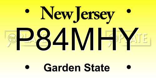 P84MHY New Jersey License Plate