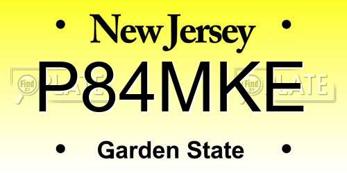 P84MKE New Jersey License Plate