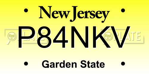 P84NKV New Jersey License Plate