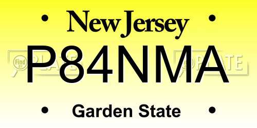 P84NMA New Jersey License Plate
