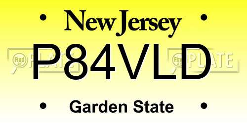 P84VLD New Jersey License Plate
