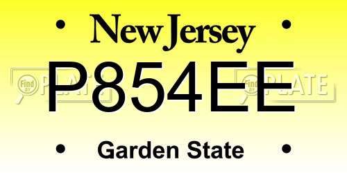P854EE New Jersey License Plate