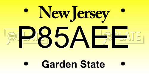 P85AEE New Jersey License Plate