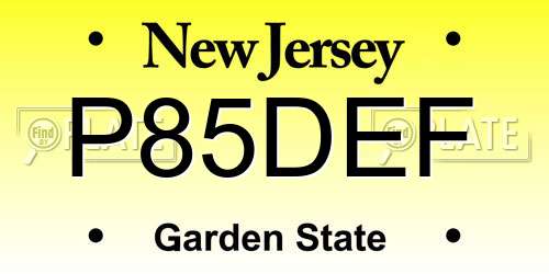 P85DEF New Jersey License Plate