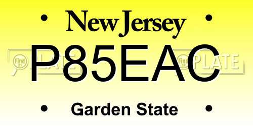 P85EAC New Jersey License Plate
