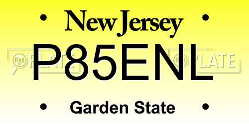 P85ENL New Jersey License Plate