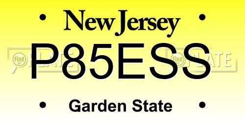 P85ESS New Jersey License Plate