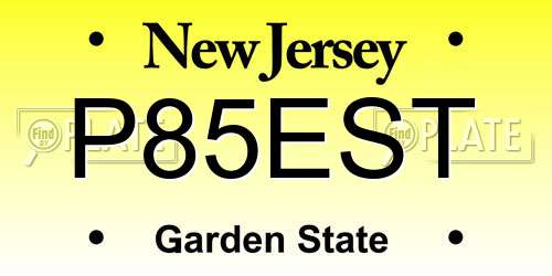P85EST New Jersey License Plate
