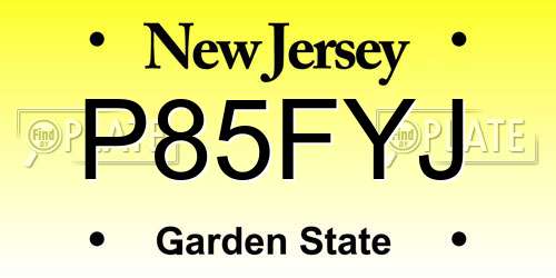 P85FYJ New Jersey License Plate