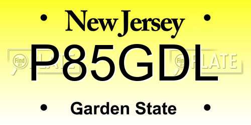P85GDL New Jersey License Plate