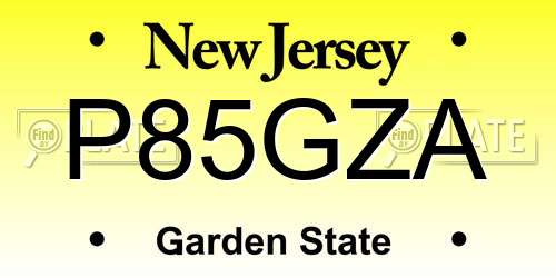 P85GZA New Jersey License Plate