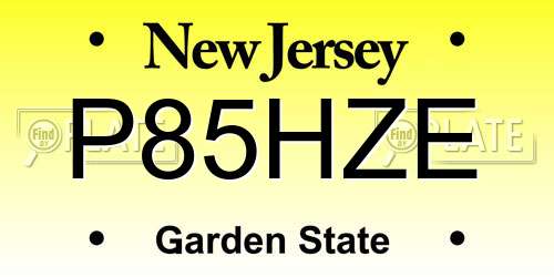 P85HZE New Jersey License Plate