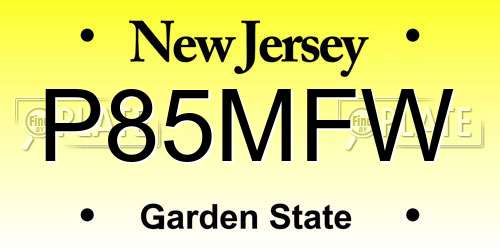 P85MFW New Jersey License Plate