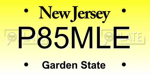 P85MLE New Jersey License Plate