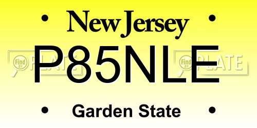 P85NLE New Jersey License Plate