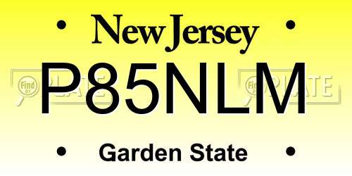 P85NLM New Jersey License Plate