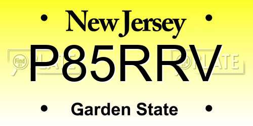 P85RRV New Jersey License Plate