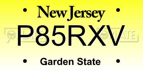 P85RXV New Jersey License Plate