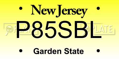 P85SBL New Jersey License Plate