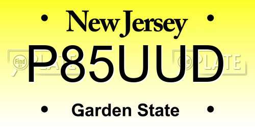 P85UUD New Jersey License Plate