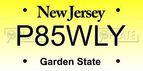 P85WLY New Jersey License Plate