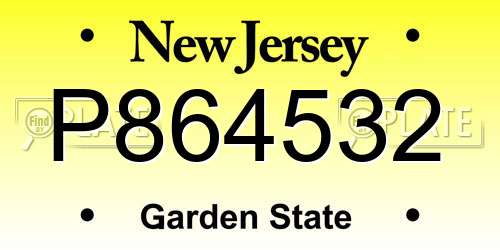 P864532 New Jersey License Plate