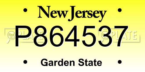 P864537 New Jersey License Plate