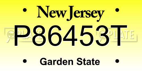 P86453T New Jersey License Plate