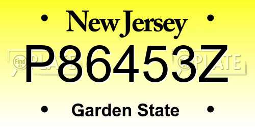 P86453Z New Jersey License Plate