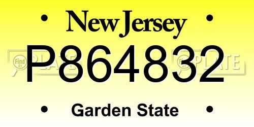P864832 New Jersey License Plate