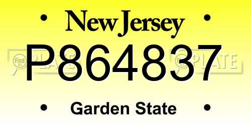 P864837 New Jersey License Plate
