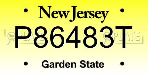 P86483T New Jersey License Plate