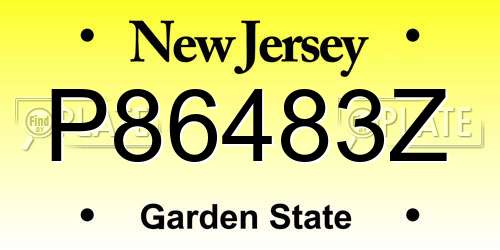 P86483Z New Jersey License Plate