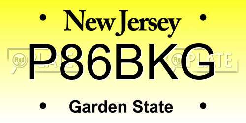 P86BKG New Jersey License Plate
