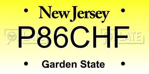 P86CHF New Jersey License Plate