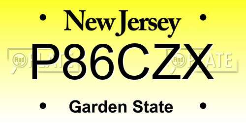 P86CZX New Jersey License Plate