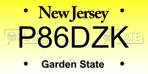 P86DZK New Jersey License Plate