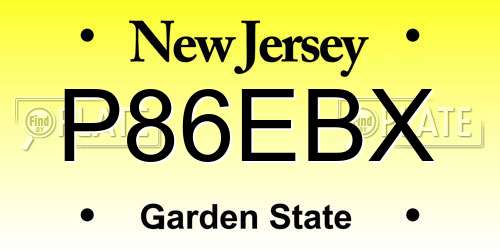 P86EBX New Jersey License Plate