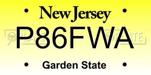 P86FWA New Jersey License Plate