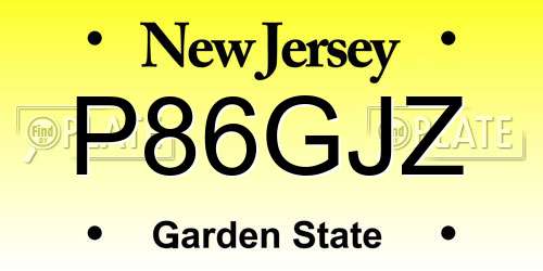 P86GJZ New Jersey License Plate