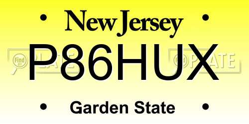 P86HUX New Jersey License Plate