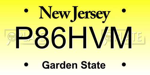 P86HVM New Jersey License Plate