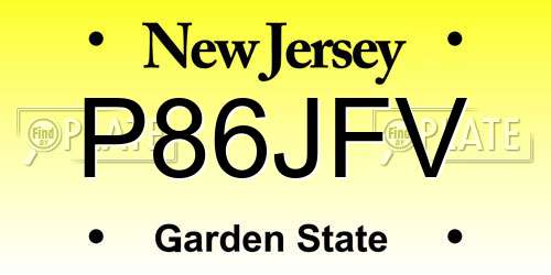 P86JFV New Jersey License Plate