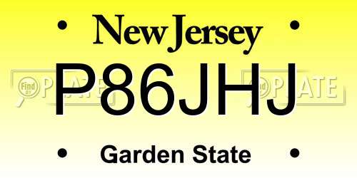 P86JHJ New Jersey License Plate