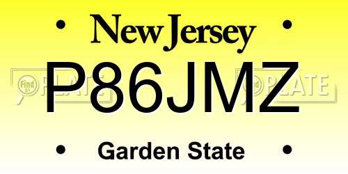 P86JMZ New Jersey License Plate